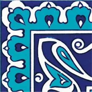 Armada Çini 10x10 cm KSK 19 İznik Rumi Desenli Çini Bordür Köşesi