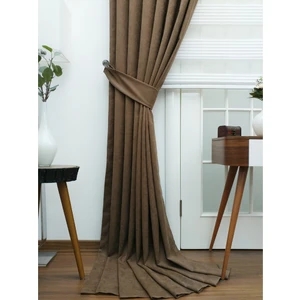 Pileli Fon Perde Soft Kumaş Kahve 60 x 260 cm