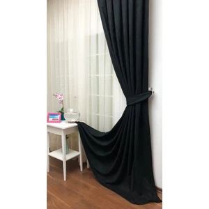 Pileli Fon Perde Soft Kumaş Siyah 60 x 260 cm