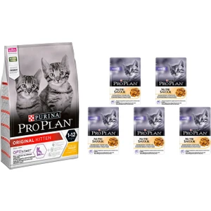 Proplan Kitten Junior Yavru Tavuklu Kedi Maması 3 kg + Proplan Kitten Yavru Yaş Kedi Maması 5 Adet