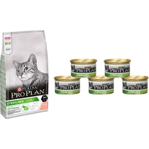 Proplan Sterilised Kısırlaştırılmış Somonlu Kedi Maması 1,5 kg + Proplan Sterilised Konserve 5 Adet
