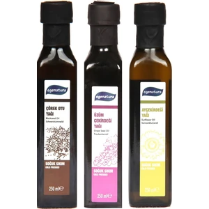Çörek Otu Yağı 250 ml + Üzüm Çekirdeği Yağı 250 ml + Ay Çekirdeği Yağı 250 ml - Soğuk Sıkım & Cam Şişe