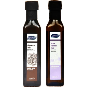 Çörek Otu Yağı 250 ml + Keten Tohumu Yağı 250 ml - Soğuk Sıkım & Cam Şişe