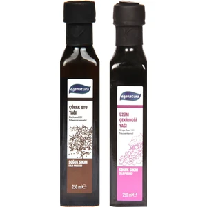 Çörek Otu Yağı 250 ml + Üzüm Çekirdeği Yağı 250 ml - Soğuk Sıkım & Cam Şişe