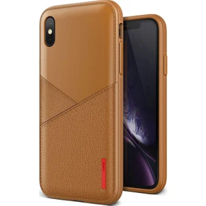 VRS iPhone Xs Max Leather Fit Label Kılıf Brown