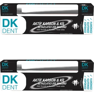 Dk Dent Kil ve Aktif Karbonlu Diş Macunu + Diş Fırçası  75 ml x 2 Adet