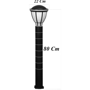 SekaTech Zita Bahçe Çim Duvar Aydınlatma Kupa Armatür 80 cm Siyah Ip54 Dış Mekan E27 Duylu