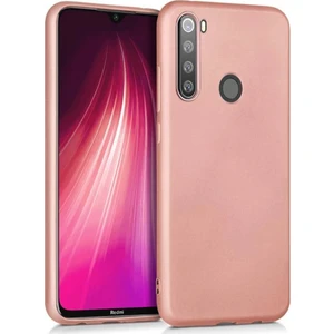 Case 4U Xiaomi Redmi Note 8T Kılıf Klasik Mat Renkli Yumuşak Premier Silikon + Cam Ekran Koruyucu Rose Gold