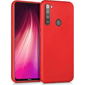 Case 4U Xiaomi Redmi Note 8T Kılıf Klasik Mat Renkli Yumuşak Premier Silikon + Cam Ekran Koruyucu Kırmızı