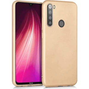 Case 4U Xiaomi Redmi Note 8T Kılıf Klasik Mat Renkli Yumuşak Premier Silikon + Cam Ekran Koruyucu Altın