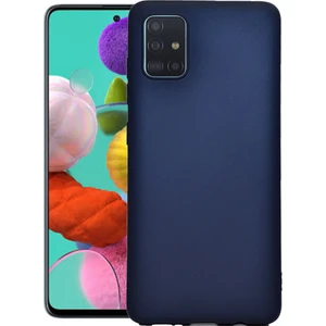 Case 4U Samsung Galaxy A71 Kılıf Klasik Mat Renkli Yumuşak Premier Silikon + Cam Ekran Koruyucu Lacivert