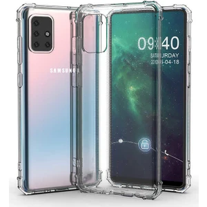 Case 4U Samsung Galaxy A51 Uyumlu Darbe Emici Silikon Kılıf Şeffaf