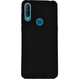Case 4U Alcatel 3X 2019 Kılıf Klasik Mat Renkli Yumuşak Premier Silikon + Cam Ekran Koruyucu Siyah