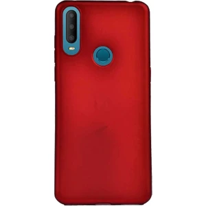 Case 4U Alcatel 3X 2019 Kılıf Klasik Mat Renkli Yumuşak Premier Silikon + Cam Ekran Koruyucu Kırmızı