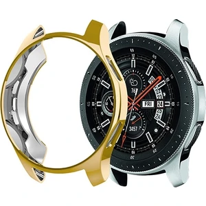 Samsung Watch 46 mm Lazer Kaplama Slim Silikon Bumber Kılıf - Gold