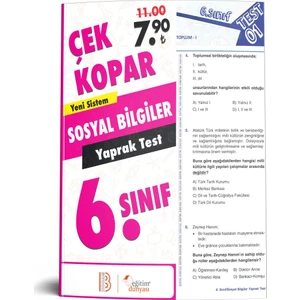 Eğitim Dünyası & Benim Hocam Yayınları - 6. Sınıf Sosyal Bilgiler Çek Kopar Yaprak Test