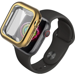 Apple Watch Uyumlu Serie 4/5 44 mm Shine Serisi Önü Kapalı Silikon Kılıf - Gold MC1405