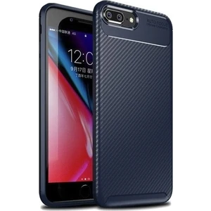 Tekno Grup Apple iPhone 7 Plus Kılıf Karbon Desenli Lux Negro Silikon + Tam Kaplayan Cam Ekran Koruyucu Lacivert