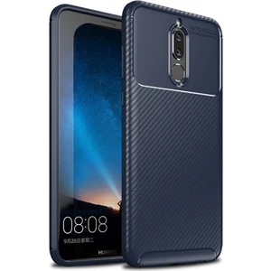 Tekno Grup Huawei Mate 10 Lite Kılıf Karbon Desenli Lux Negro Silikon + Full Body Ekran Koruyucu Lacivert