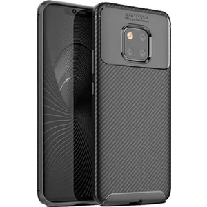Tekno Grup Huawei Mate 20 Pro Kılıf Karbon Desenli Lux Negro Silikon + Tam Kaplayan 3D Cam Ekran Koruyucu Siyah