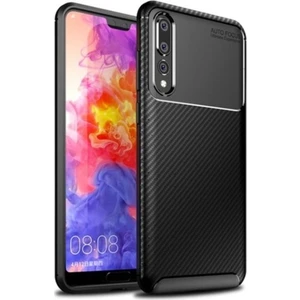Tekno Grup Huawei P20 Pro Kılıf Karbon Desenli Lux Negro Silikon + Cam Ekran Koruyucu Siyah