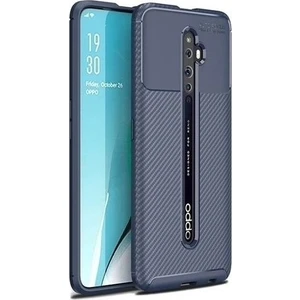 Tekno Grup Oppo Reno 2 Kılıf Karbon Desenli Lux Negro Silikon + Nano Ekran Koruyucu Lacivert
