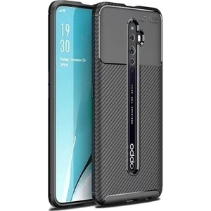 Tekno Grup Oppo Reno 2 Kılıf Karbon Desenli Lux Negro Silikon + Nano Ekran Koruyucu Siyah