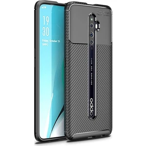 Tekno Grup Oppo Reno 2Z Kılıf Karbon Desenli Lux Negro Silikon + Tam Kaplayan 6D Nano Ekran Koruyucu Siyah