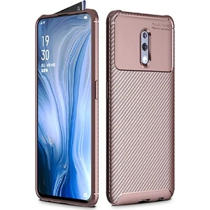 Tekno Grup Oppo Reno Kılıf Karbon Desenli Lux Negro Silikon Kahverengi