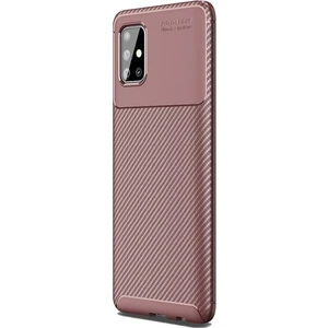 Tekno Grup Samsung Galaxy A71 Kılıf Karbon Desenli Lux Negro Silikon Kahverengi