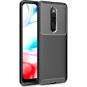 Tekno Grup Xiaomi Redmi 8 Kılıf Karbon Desenli Lux Negro Silikon + Tam Kaplayan 6D Nano Ekran Koruyucu Siyah