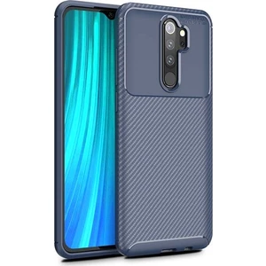 Tekno Grup Xiaomi Redmi Note 8 Pro Kılıf Karbon Desenli Lux Negro Silikon + Cam Ekran Koruyucu Lacivert