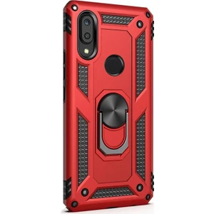 Case Street Samsung Galaxy M10s Kılıf Vega Standlı Yüzüklü Mıknatıslı Silikon Kırmızı
