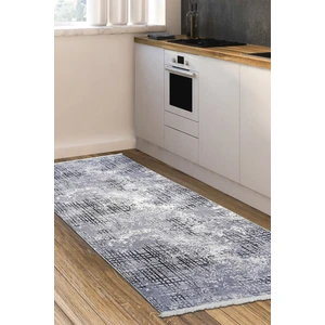 Diji Dekor Kaymaz Taban Dijital Halı Yıkanabilir Salon Banyo Antre Mutfak Halısı 8881 Siyah 150 x 450 cm