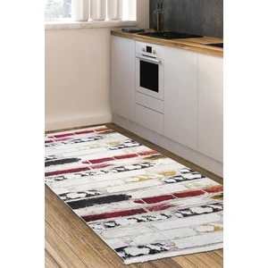Diji Dekor Kaymaz Taban Dijital Halı Yıkanabilir Salon Banyo Antre Mutfak Halısı TGl-01 Beyaz 100 x 800 cm
