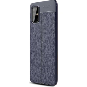 Samsung Galaxy A51 Kılıf Niss Silikon Deri Görünümlü Lacivert