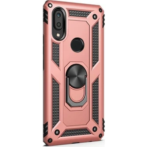 Samsung Galaxy A20 Kılıf Vega Standlı Yüzüklü Mıknatıslı + Nano Glass Rose