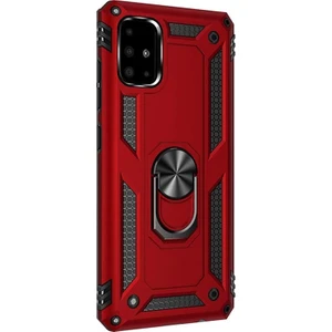 Samsung Galaxy A51 Kılıf Vega Standlı Yüzüklü Mıknatıslı + Nano Glass Kırmızı