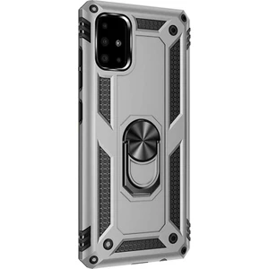Samsung Galaxy A71 Kılıf Vega Standlı Yüzüklü Mıknatıslı Silikon Gümüş