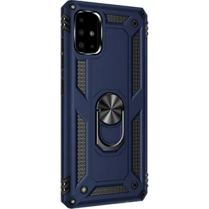 Samsung Galaxy A71 Kılıf Vega Standlı Yüzüklü Mıknatıslı + Nano Glass Lacivert