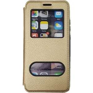 Tekno Grup Xiaomi Redmi 8 Kılıf Kapaklı Pencereli Elit Kılıf - Gold