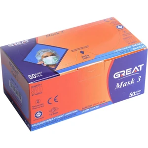 Great Mavi 3 Katlı Maske