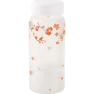 Sakura Desenli Buzlu Camlı Borosilikat Şişe 280 ml