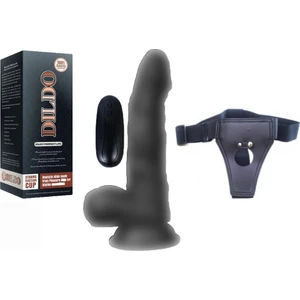 Dildo Series Siyah Hunk 15 cm 10 Modlu Belden Bağlamalı Titreşimli Realistik Penis