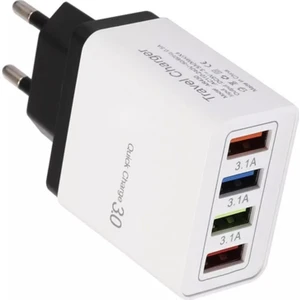 Universal Çoklu Şarj Adaptörü 4 Faz 48 W Siyah - Beyaz