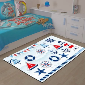 Kaymaz Taban Yıkanabilir Denizci Desenli Dijital Baskılı Halı