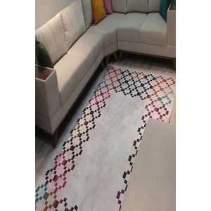 Kaymaz Taban Yıkanabilir Geometrik Çerçeve Desenli Dijital Baskılı Halı