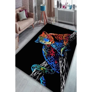 Kaymaz Taban Yıkanabilir Pastel Renkler Leopar Dijital Baskılı Halı