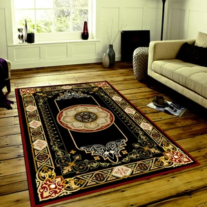 Kaymaz Taban Yıkanabilir Altın İşleme Desenli Dijital Baskılı Halı