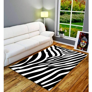 Kaymaz Taban Yıkanabilir Özel Çizim Zebra Desenli Dijital Baskılı Halı